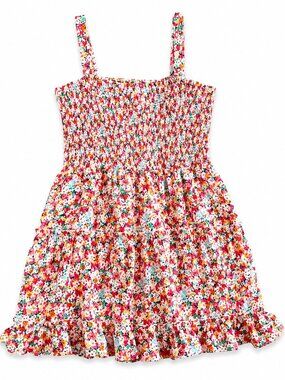 Jessica Simpson Floral Smocked Dress | Size Large | Ruffle Hem